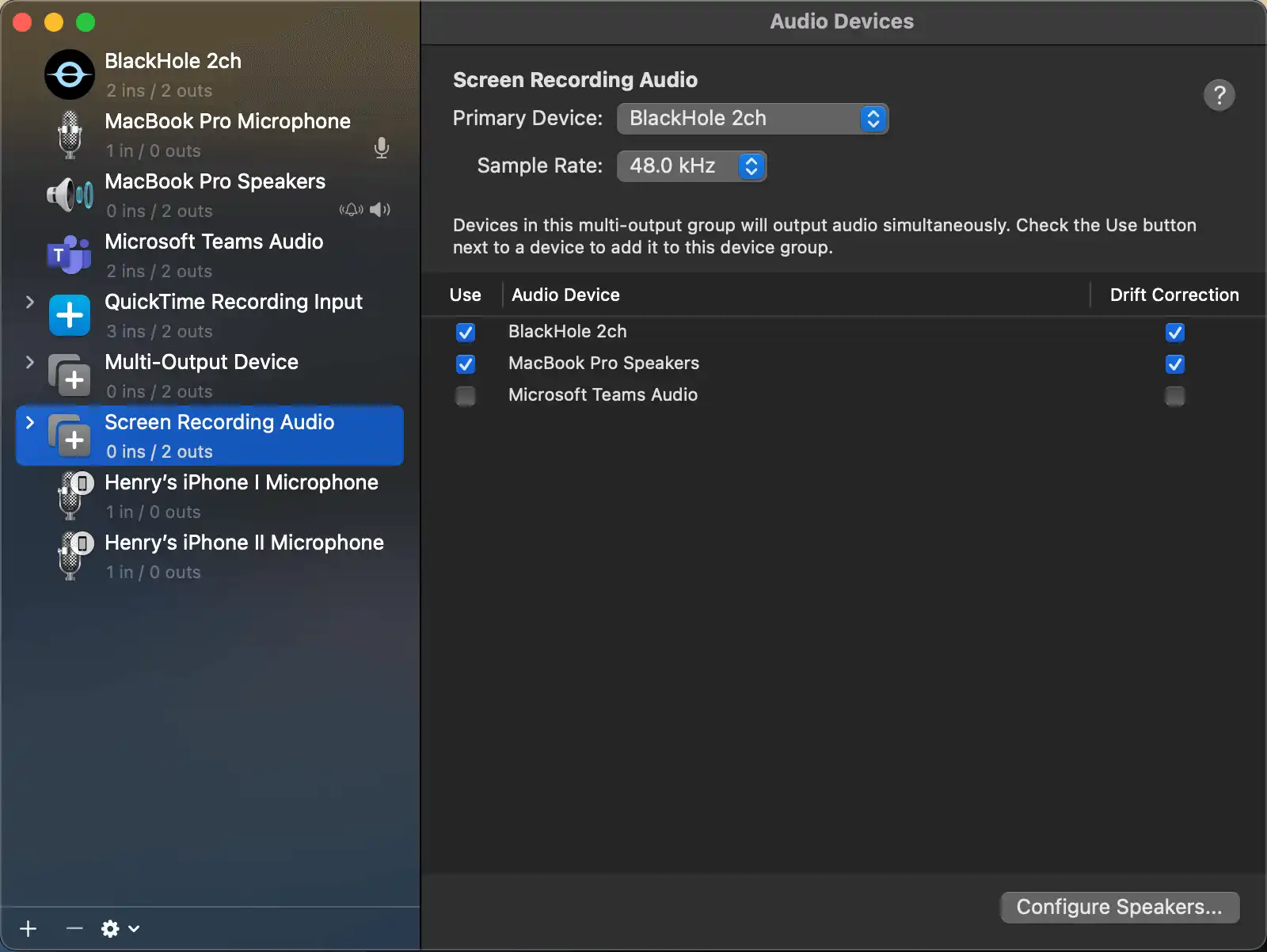 QuickTime Screen Record with Both Microphone and Internal Audio